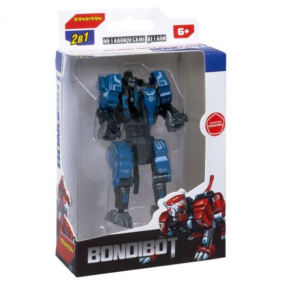 Трансформер "BONDIBOT 2 в 1", робот - волк с металлическими деталями, собери большого робота, Bondibon - BONDIBON