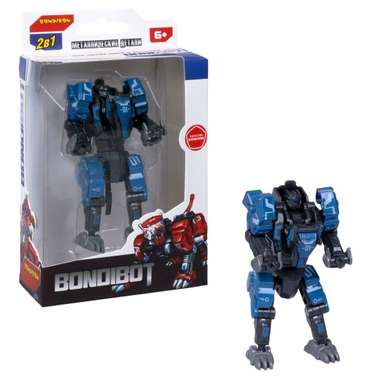Трансформер "BONDIBOT 2 в 1", робот - волк с металлическими деталями, собери большого робота, Bondibon - BONDIBON