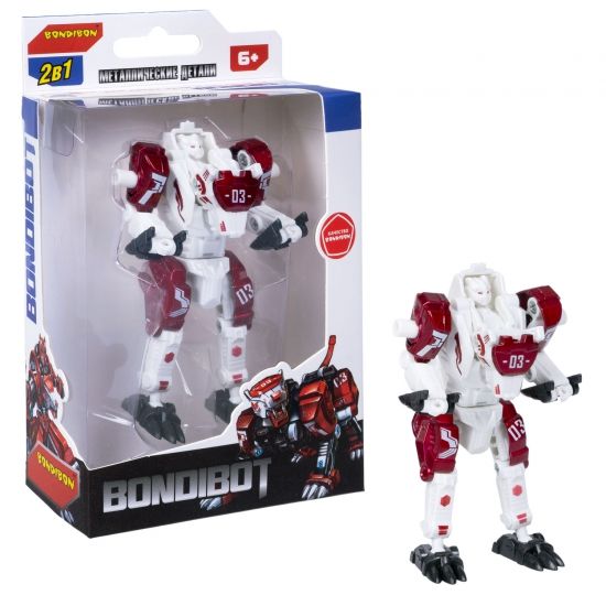 Трансформер "BONDIBOT 2 в 1", робот - тигр, с металлическими деталями, собери большого робота Bondibon - BONDIBON