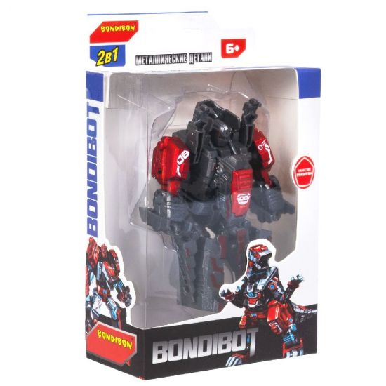 Трансформер "BONDIBOT 2 в 1", робот - динозавр тираннозавр, с металлическими деталями, собери большого робота Bondibon - BONDIBON