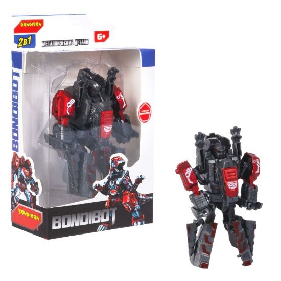 Трансформер "BONDIBOT 2 в 1", робот - динозавр тираннозавр, с металлическими деталями, собери большого робота Bondibon - BONDIBON