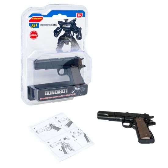 Трансформер "BONDIBOT 2 в 1" робот - пистолет Кольт М1911, с металлическими деталями, чёрный Bondibon - BONDIBON
