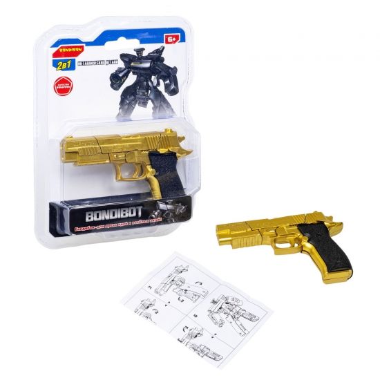 Трансформер "BONDIBOT 2 в 1" робот - пистолет Sig Sauer Р2, с металлическими деталями, золотой, Bondibon - BONDIBON