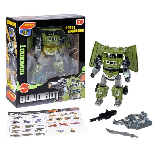 Трансформер "BONDIBOT 2 в 1", робот - самосвал карьерный, зелёый, собери большого робота 7в1 Bondibon - BONDIBON