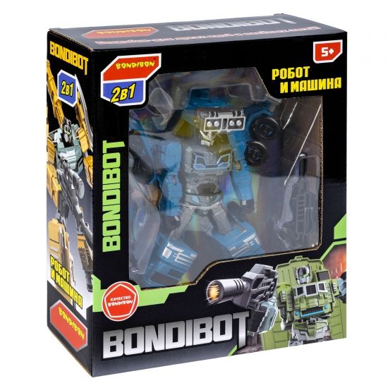 Трансформер "BONDIBOT 2 в 1", робот - бетономешалка, синий, собери большого робота 7в1 Bondibon - BONDIBON