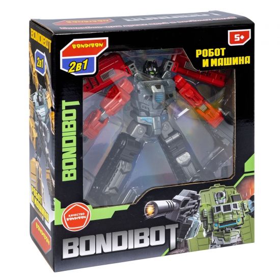 Трансформер "BONDIBOT 2 в 1", робот - экскаватор, красный, собери большого робота 7в1 Bondibon - BONDIBON