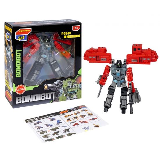 Трансформер "BONDIBOT 2 в 1", робот - экскаватор, красный, собери большого робота 7в1 Bondibon - BONDIBON