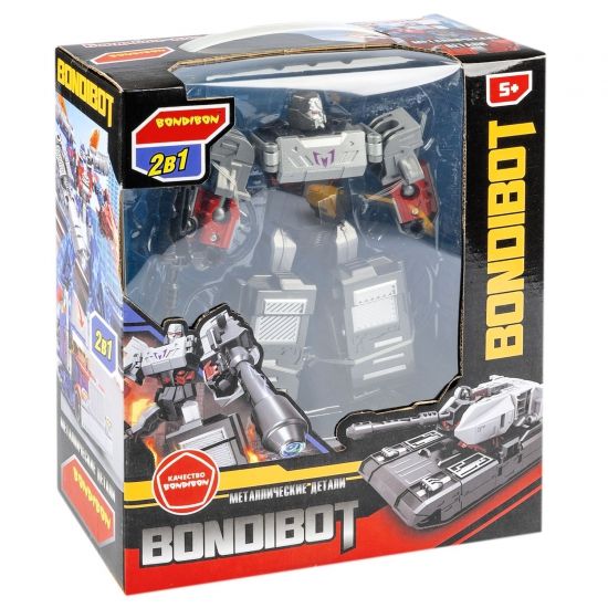 Трансформер "BONDIBOT 2 в 1" робот - танк, с металлическими деталями, темно-серый, Bondibon - BONDIBON