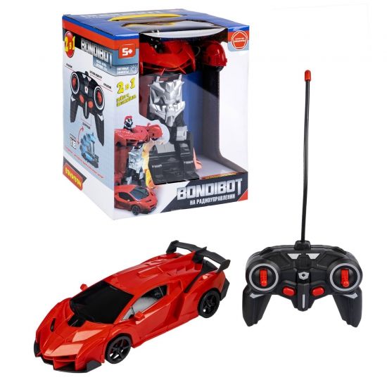 Трансформер на радиоуправлении "BONDIBOT 2в1" робот- гоночный автомобиль со светом, красный, 1:18 Bondibon - BONDIBON