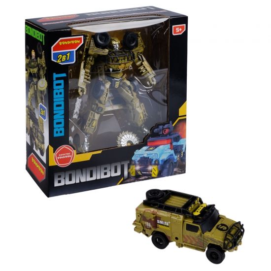 Трансформер "BONDIBOT 2 в 1" робот - джип военный с кунгом, зеленый, Bondibon - BONDIBON