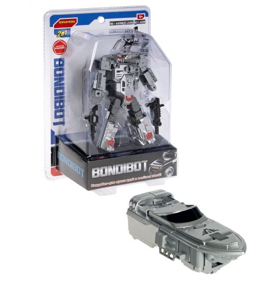 Трансформер "BONDIBOT 2 в 1", робот - катер, с металлическими деталями, чёрный, собери большого робота 5в1 Bondibon - BONDIBON