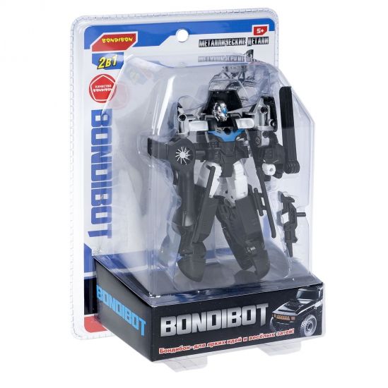 Трансформер "BONDIBOT 2 в 1", робот - вертолет, с металлическими деталями, чёрный, собери большого робота 5в1 Bondibon - BONDIBON