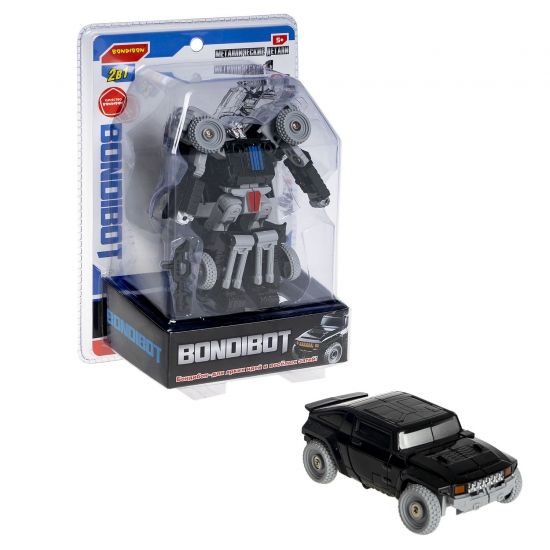 Трансформер "BONDIBOT 2 в 1", робот - внедорожник с металлическими деталями, чёрный, собери большого робота 5в1 Bondibon - BONDIBON