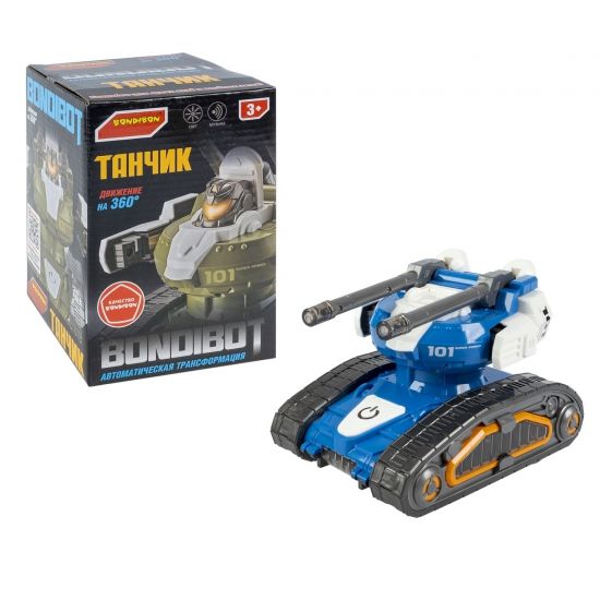 Игрушка "ТАНЧИК - ТРАНСФОРМЕР", 2 в 1, свет, музыка, движение, синий, BONDIBOT Bondibon - BONDIBON