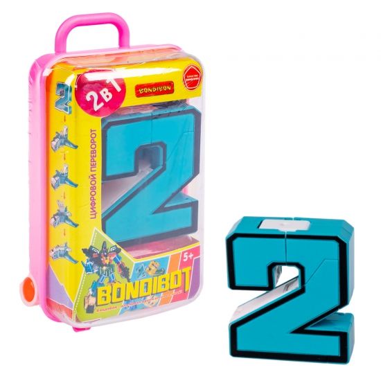 Трансформер "ЦИФРОВОЙ ПЕРЕВОРОТ 2в1" зеленый космический шатл- 2, розовый бокс, собери большого робота BONDIBOT Bondibon - BONDIBON