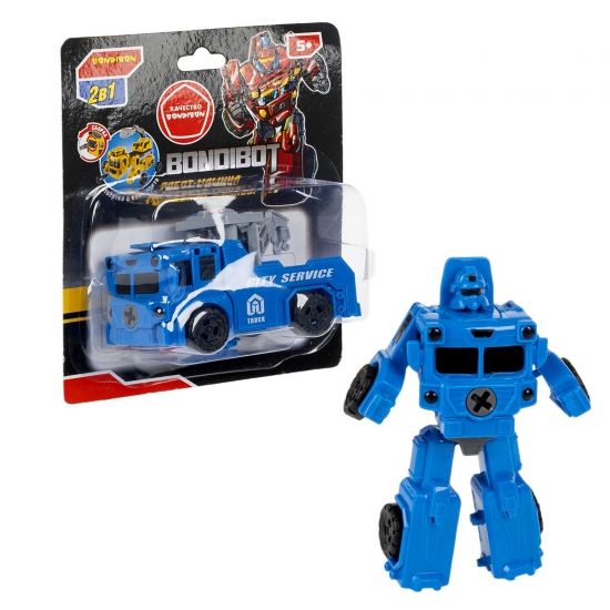 Трансформер с отверткой "BONDIBOT 2 в 1", робот- машина эвакуатор, синий, Bondibon - BONDIBON