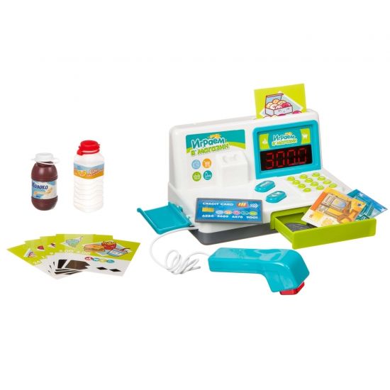 Игровой набор Bondibon "Играем в магазин" с кассовым аппаратом и 20 аксессуарами - BONDIBON