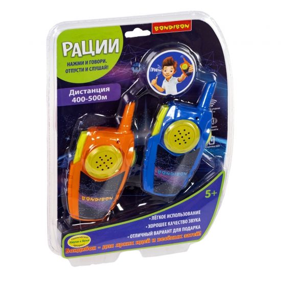 Рации оранжевого и синего цвета, 1 канал, дальность до 500м, Технический прогресс Науки с Буки Bondibon - BONDIBON