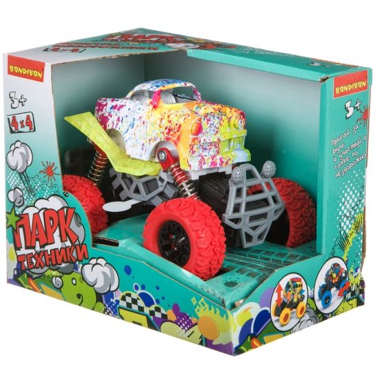Инерционный джип на пружинной подвеске Bondibon "Парк Техники" со светом и звуком красные колеса - BONDIBON