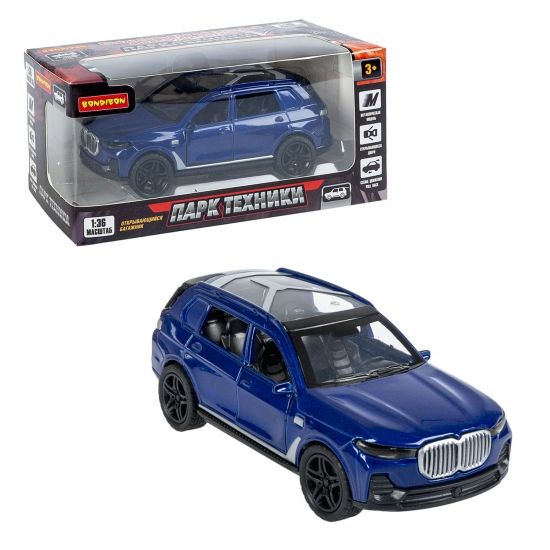 Машина инерционная металлическая "КРОССОВЕР" открываются двери и багажник, М1:36, синий, Парк Техники Bondibon - BONDIBON