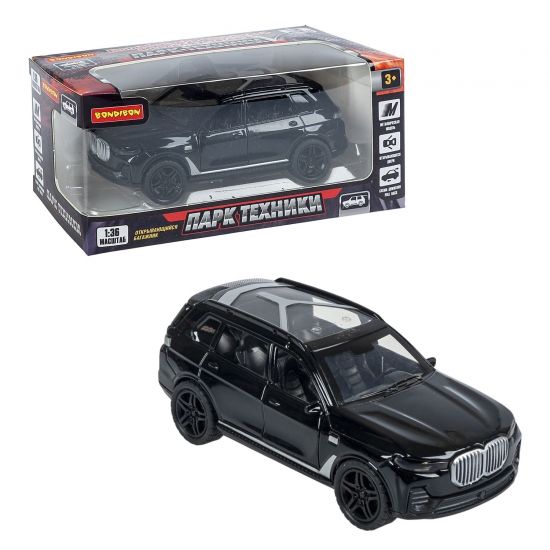 Машина инерционная металлическая "КРОССОВЕР" открываются двери и багажник, М1:36, черный, Парк Техники Bondibon - BONDIBON