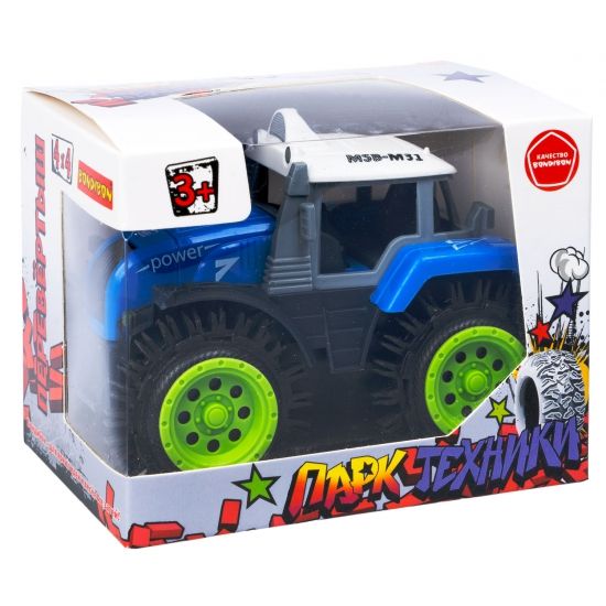 Машина ТРАКТОР ПЕРЕВЁРТЫШ, на батарейках, синий, 4WD, Парк Техники Bondibon - BONDIBON