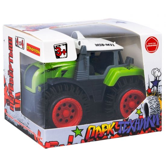 Машина ТРАКТОР ПЕРЕВЁРТЫШ, на батарейках, зелёный, 4WD, Парк Техники Bondibon - BONDIBON
