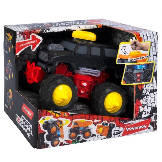 Многофункциональная машинка "ПАРК ТЕХНИКИ" джип чёрный со светом и звуком, танцующий Bondibon - BONDIBON