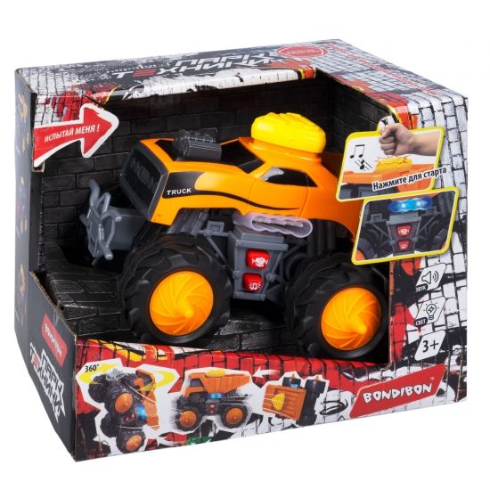 Многофункциональная машинка "ПАРК ТЕХНИКИ" джип оранжевый со светом и звуком, танцующий Bondibon - BONDIBON