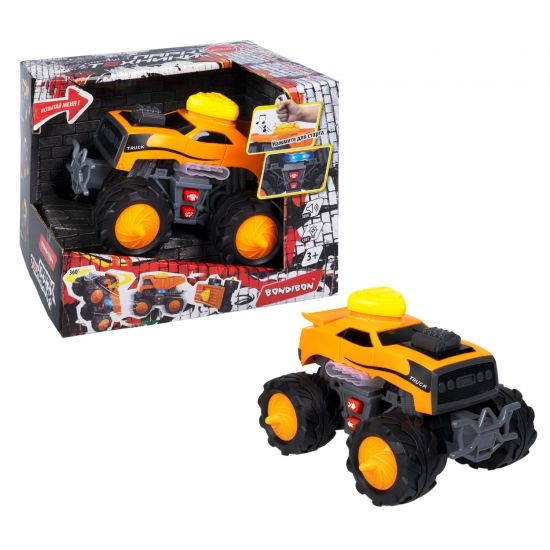 Многофункциональная машинка "ПАРК ТЕХНИКИ" джип оранжевый со светом и звуком, танцующий Bondibon - BONDIBON