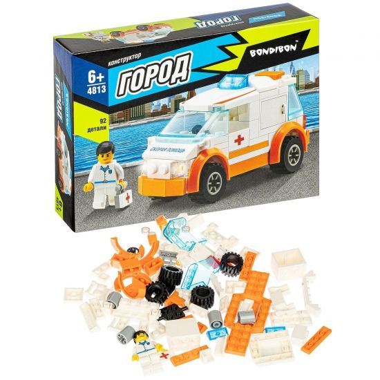 Конструктор "СКОРАЯ ПОМОЩЬ" 92 детали Город Bondibon - BONDIBON