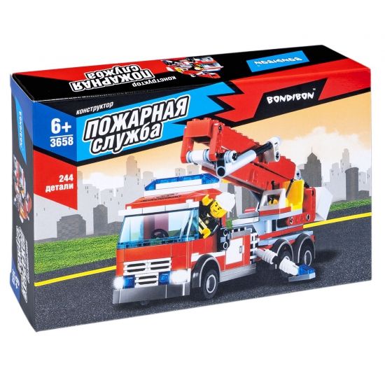 Конструктор Bondibon Пожарная служба 3658 Пожарная машина 244 детали - BONDIBON