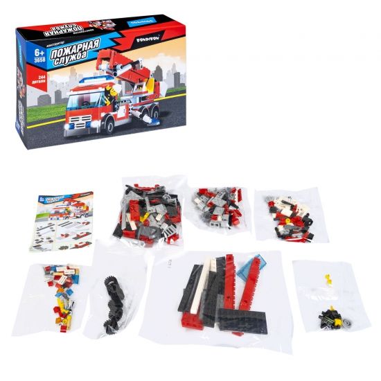 Конструктор Bondibon Пожарная служба 3658 Пожарная машина 244 детали - BONDIBON