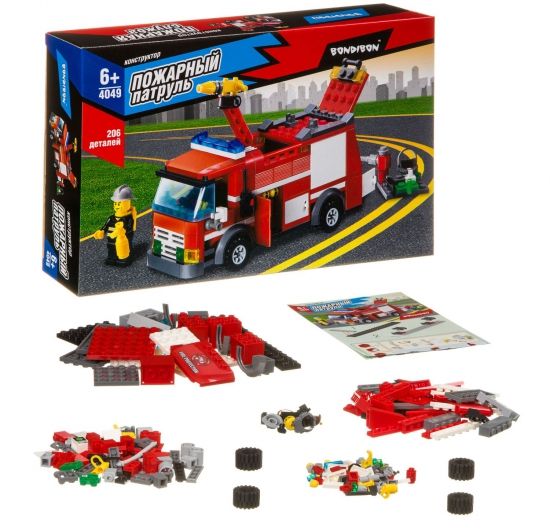 Конструктор Bondibon Пожарная Служба Пожарная машина 206 дет. - BONDIBON