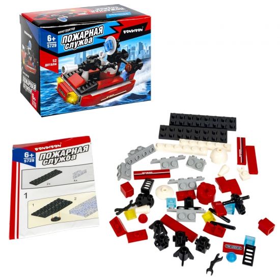 Конструктор "КАТЕР", 52 детали, Пожарная Служба, Bondibon - BONDIBON