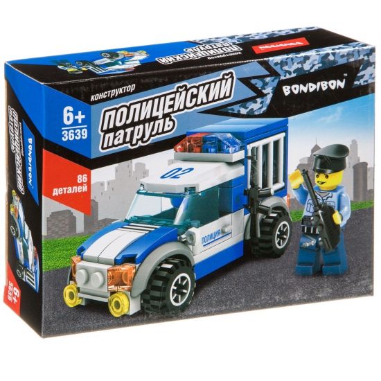 Конструктор Bondibon Полицейский Патруль 3639 Машина 86 деталей - BONDIBON