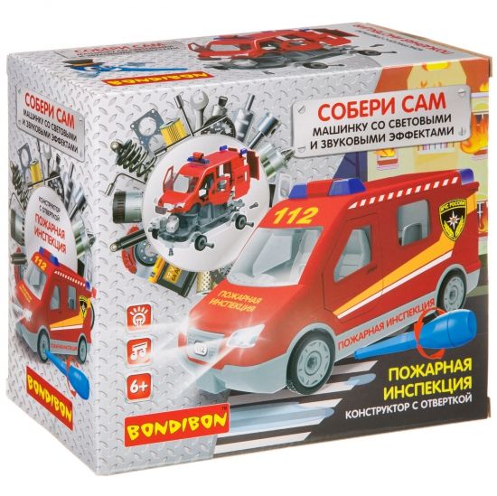 Конструктор с отверткой Bondibon Собирай и Играй «Пожарная инспекция» 55 дет. - BONDIBON