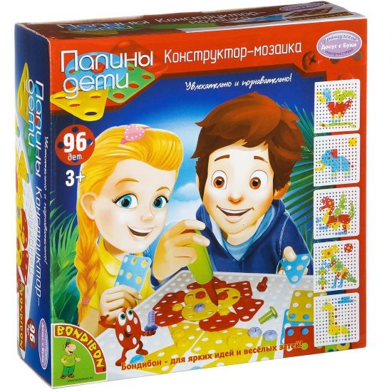 Конструктор-мозаика "ПАПИНЫ ДЕТИ" животные, 96 деталей Досуг с Буки Воndibon - BONDIBON