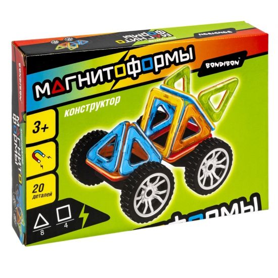 Магнитный конструктор Bondibon "Магнитоформы Машина" 20 деталей - BONDIBON