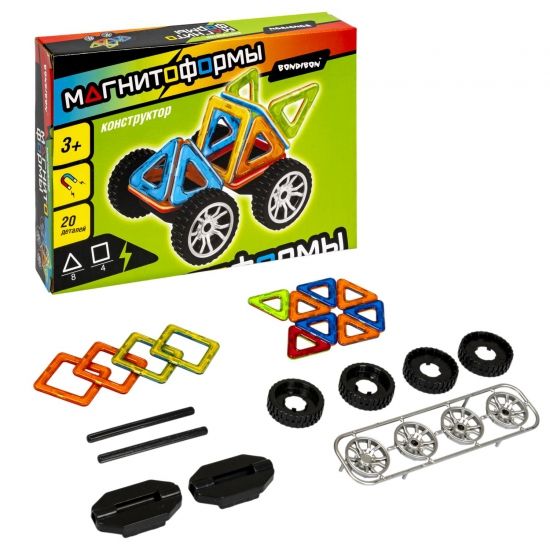 Магнитный конструктор Bondibon "Магнитоформы Машина" 20 деталей - BONDIBON