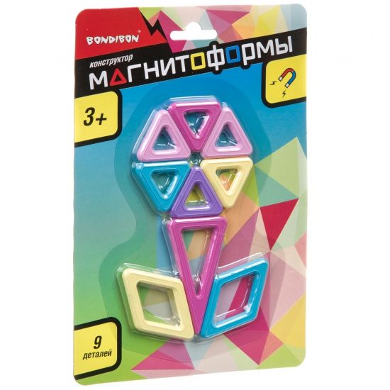 Магнитный конструктор "ЦВЕТОК" 9 пастельных мини-деталей Магнитоформы Bondibon - BONDIBON