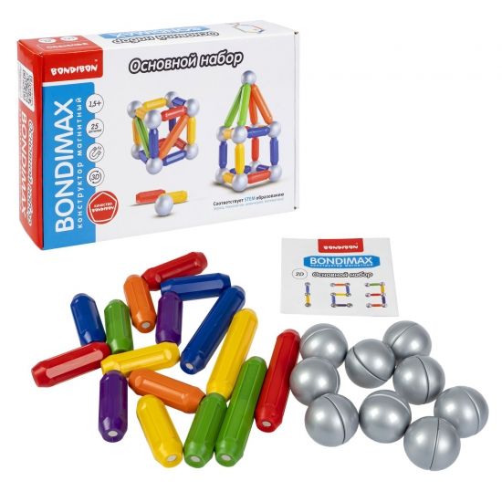 Магнитный конструктор "BONDIMAX" основной набор, 25 деталей, Bondibon - BONDIBON