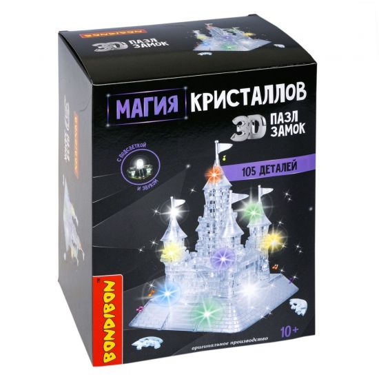 Пазл 3D МАГИЯ КРИСТАЛЛОВ «ЗАМОК» с подсветкой и звуком, 105 деталей, Bondibon - BONDIBON