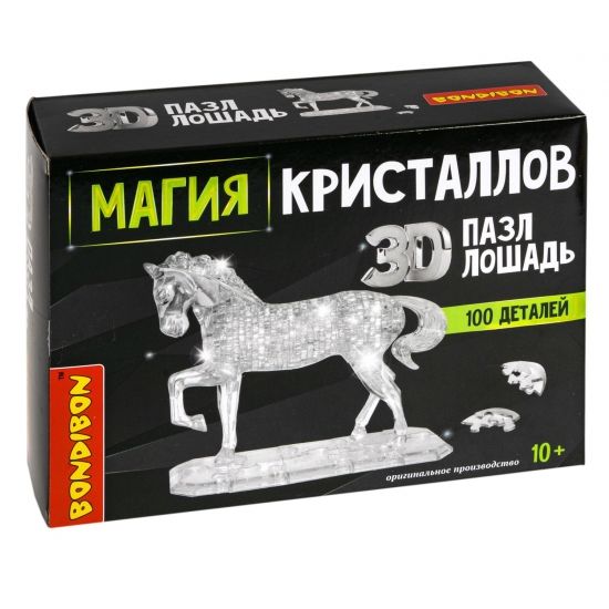 Пазл 3D МАГИЯ КРИСТАЛЛОВ «ЛОШАДЬ», 100 деталей, Bondibon - BONDIBON