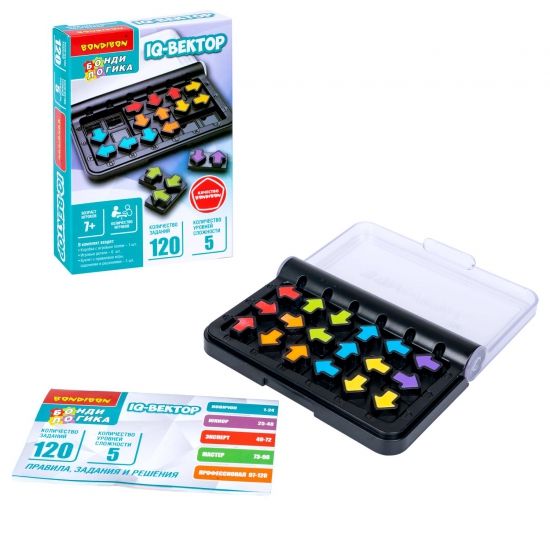 Настольная логическая игра "IQ-ВЕКТОР", карманная головоломка, БондиЛогика Bondibon - BONDIBON
