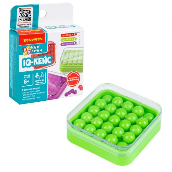 Настольная логическая игра "IQ-КЕЙС", карманная головоломка, зелёная, БондиЛогика Bondibon - BONDIBON
