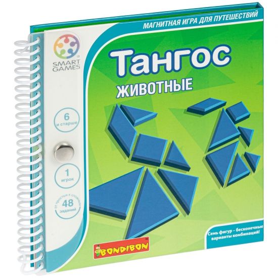 Логическая магнитная игра для путешествий "Тангос Животные" Smart Games Bondibon - BONDIBON