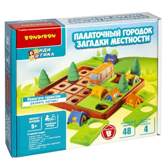 Настольная логическая игра-головоломка "ПАЛАТОЧНЫЙ ГОРОДОК. ЗАГАДКИ МЕСТНОСТИ" БондиЛогика Bondibon - BONDIBON