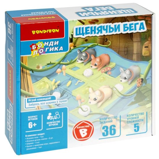 Настольная логическая игра "ЩЕНЯЧЬИ БЕГА" БондиЛогика Bondibon - BONDIBON