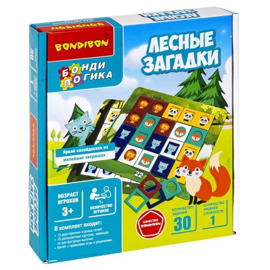 Игра-головоломка "ЛЕСНЫЕ ЗАГАДКИ" для малышей, БондиЛогика Bondibon - BONDIBON